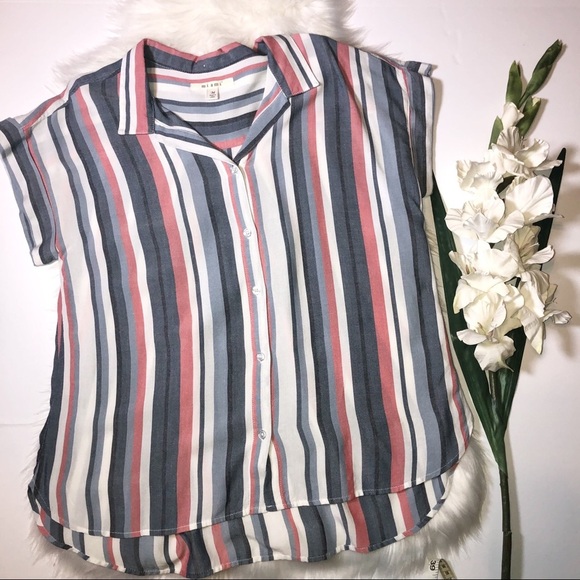 miami Tops - Capped Sleeve red white and blue top